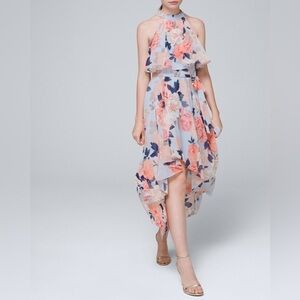 Eliza J Floral High Low Dress - Pink and Blue